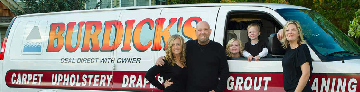 Burdick's family portrait in front of their company van
